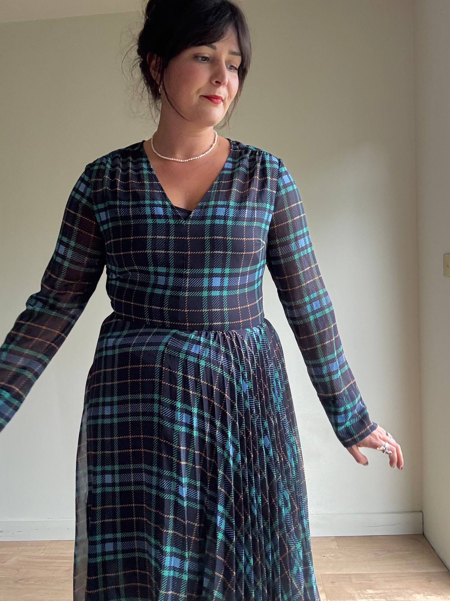 M&S NEW Plaid Midi Dress, 12