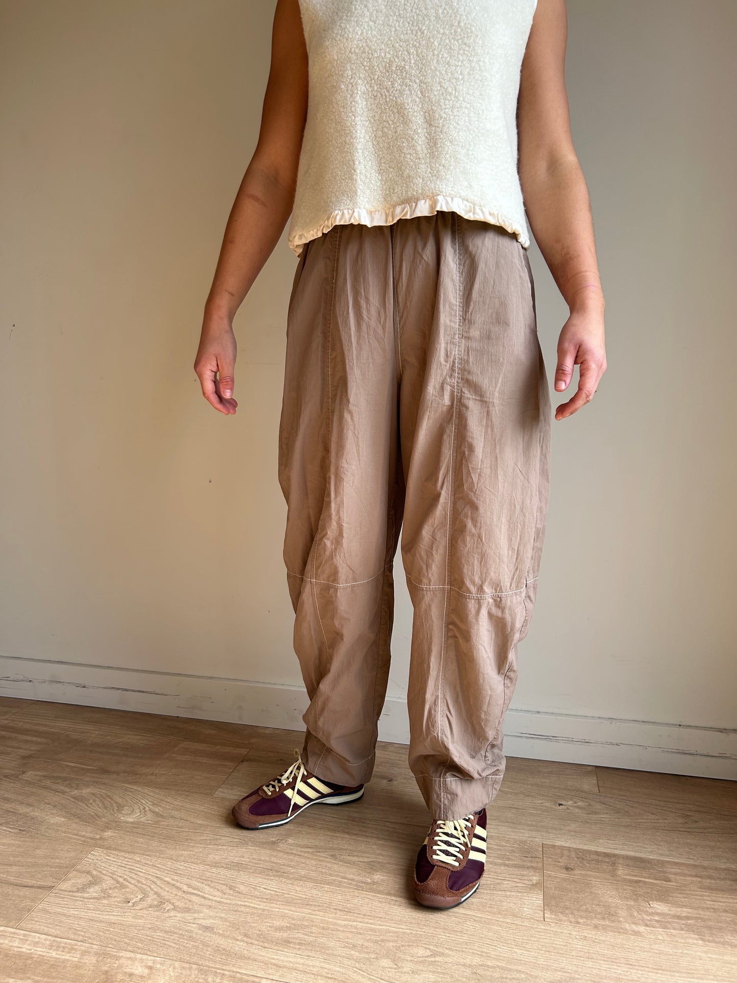Ganni Barrell Leg Contrast Stitch Trousers, 36