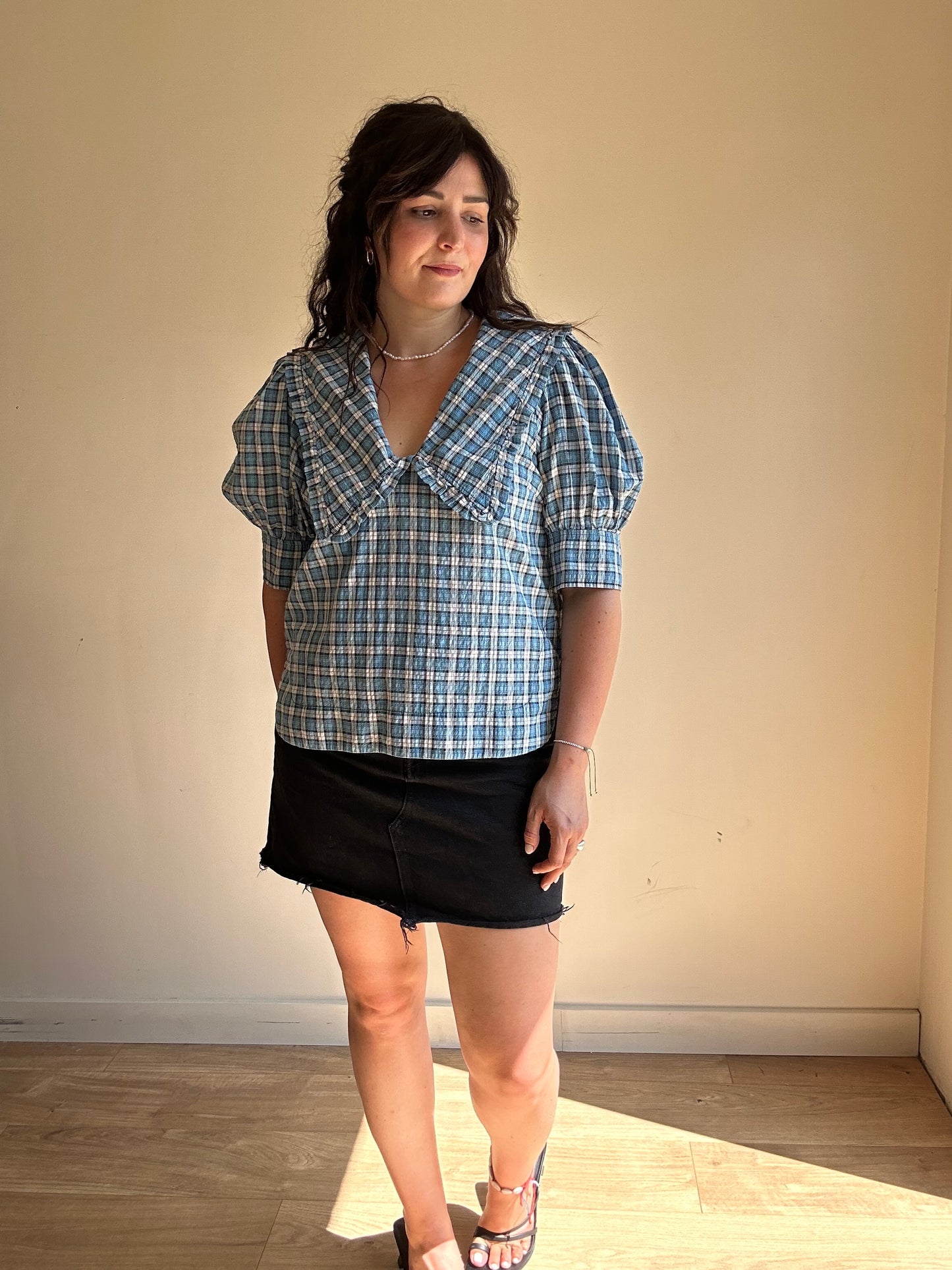 Ganni Check Collared Blouse, 40