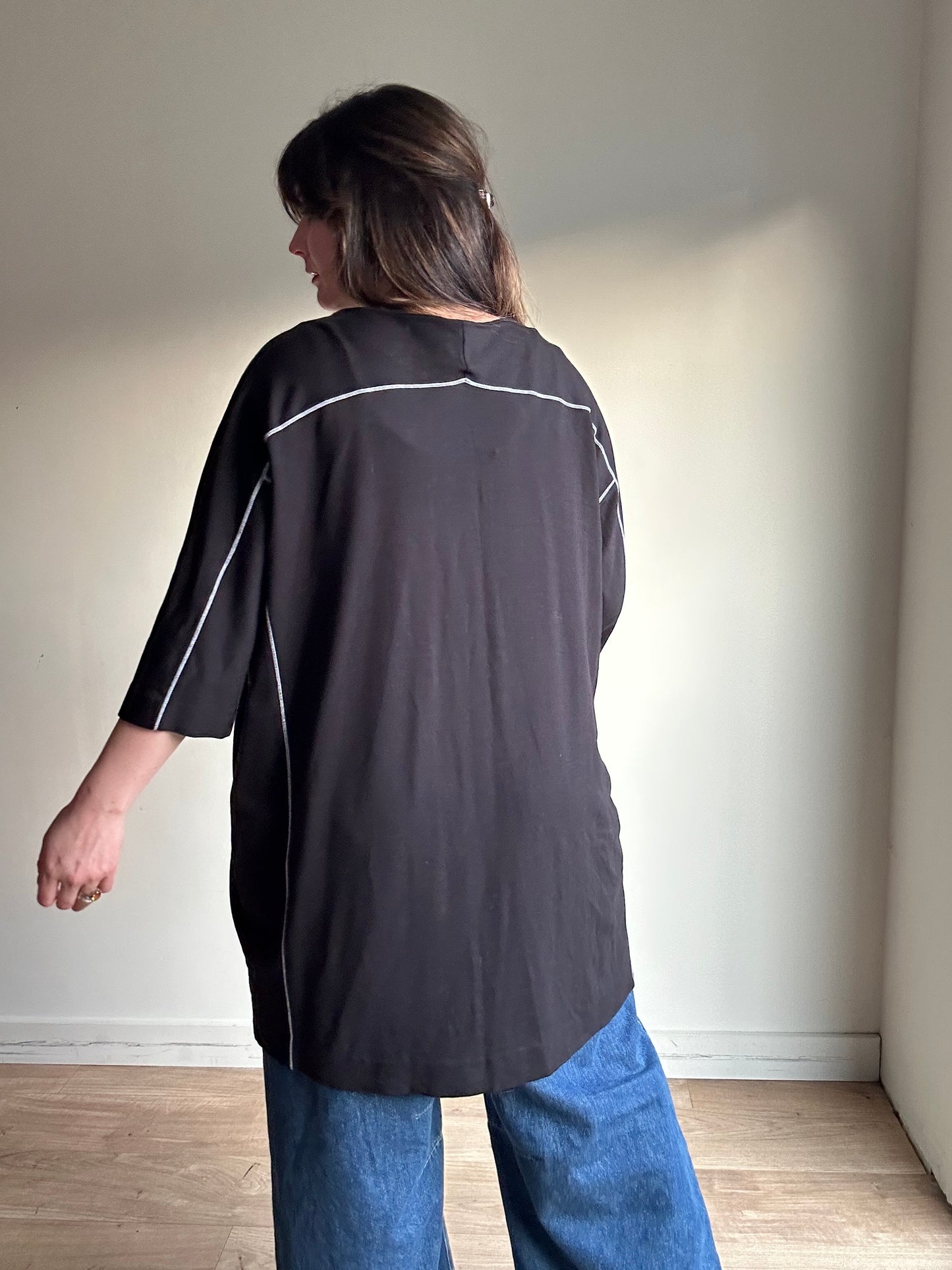 Black COS Contrast Stitch Jersey Dress, S Oversized