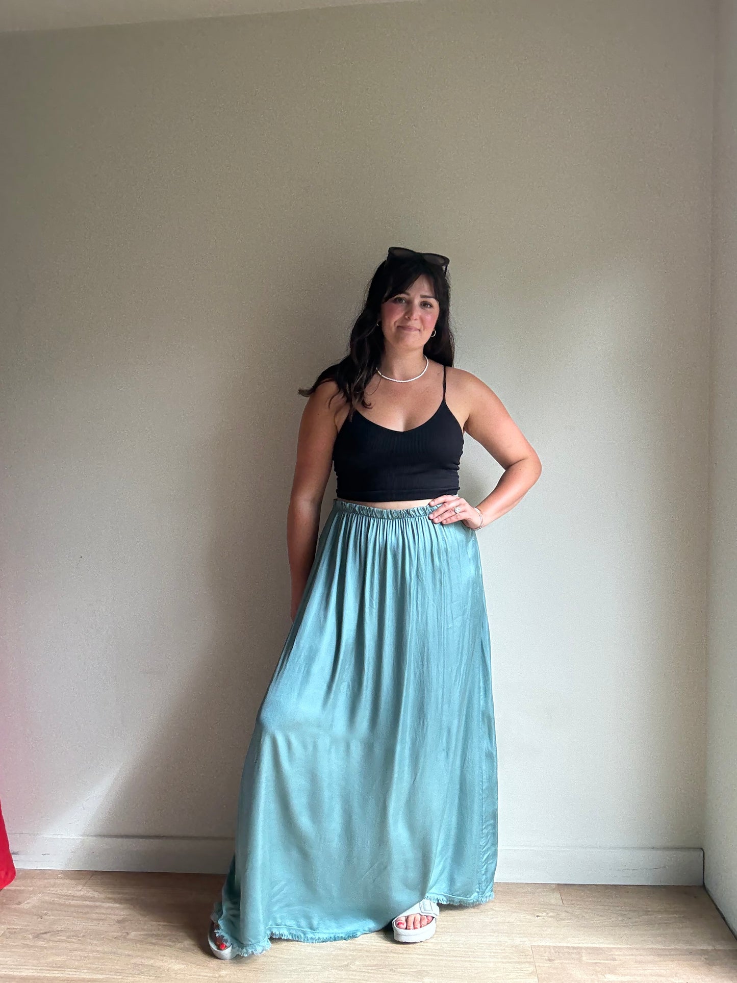 NEW Silk Mix Maxi Skirt, L/XL