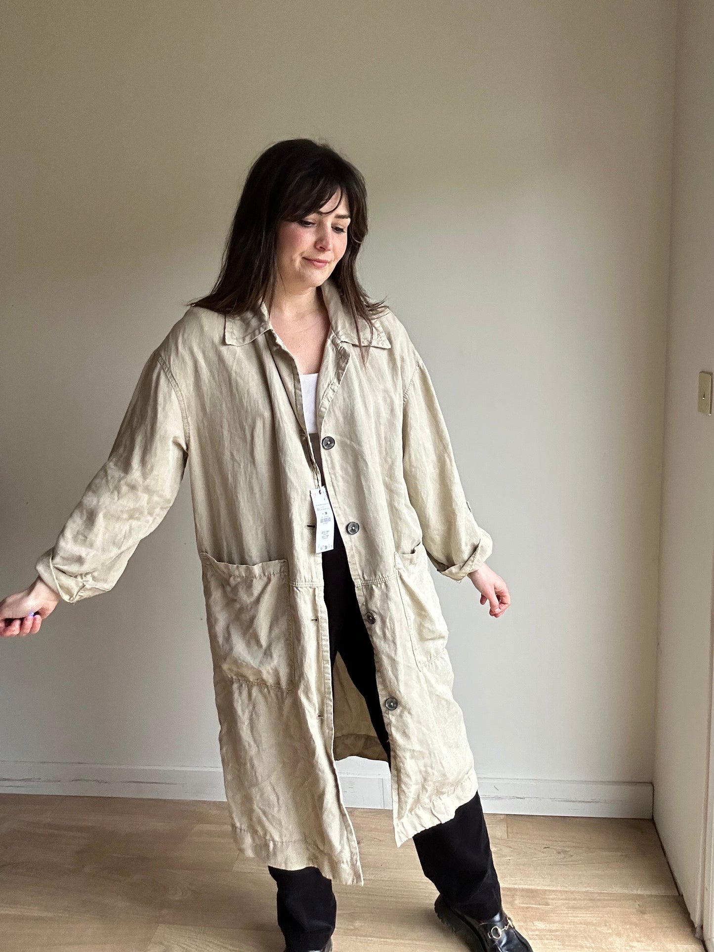 NEW Zara Linen Duster Coat - Sizs M/L
