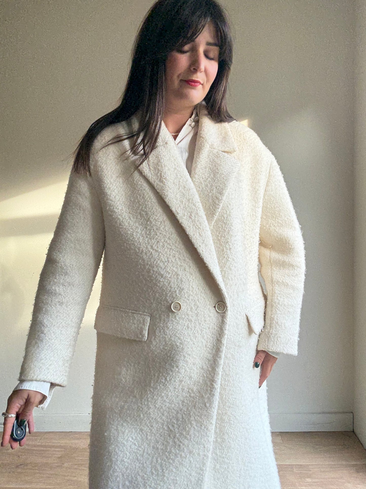 Zara Wool Mix Boucle Tailored Coat, L