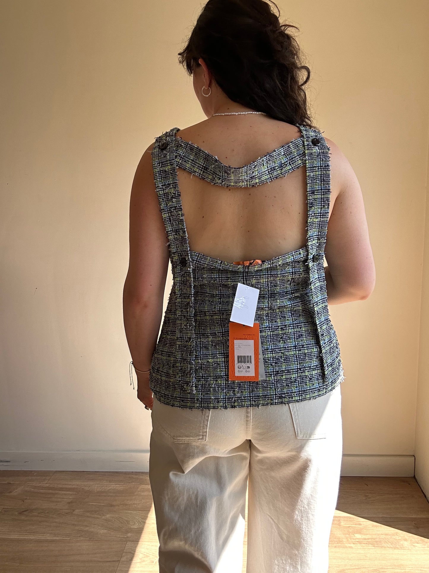Stine Goya Textured Check Waistcoat Top, XL