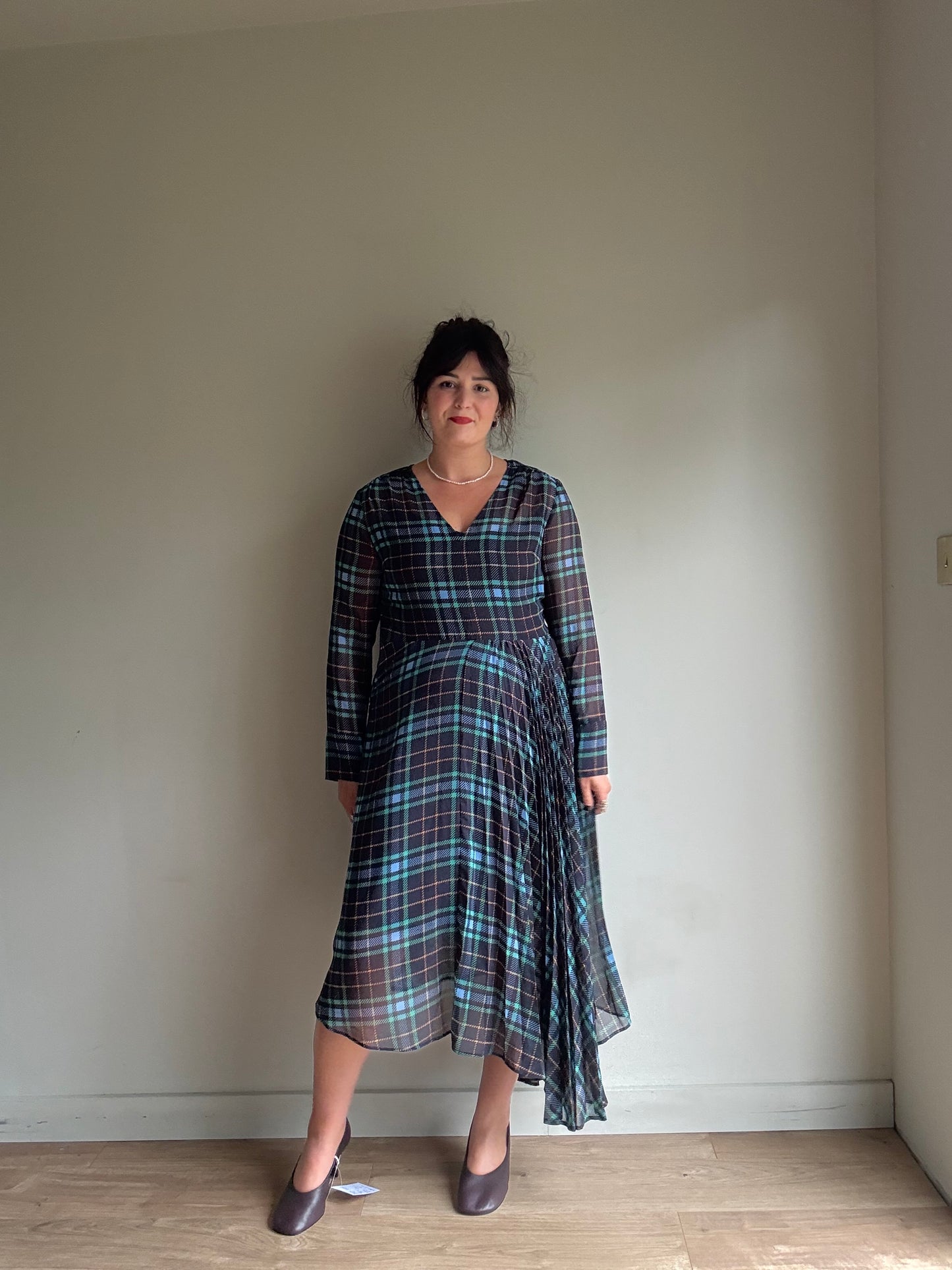 M&S NEW Plaid Midi Dress, 12
