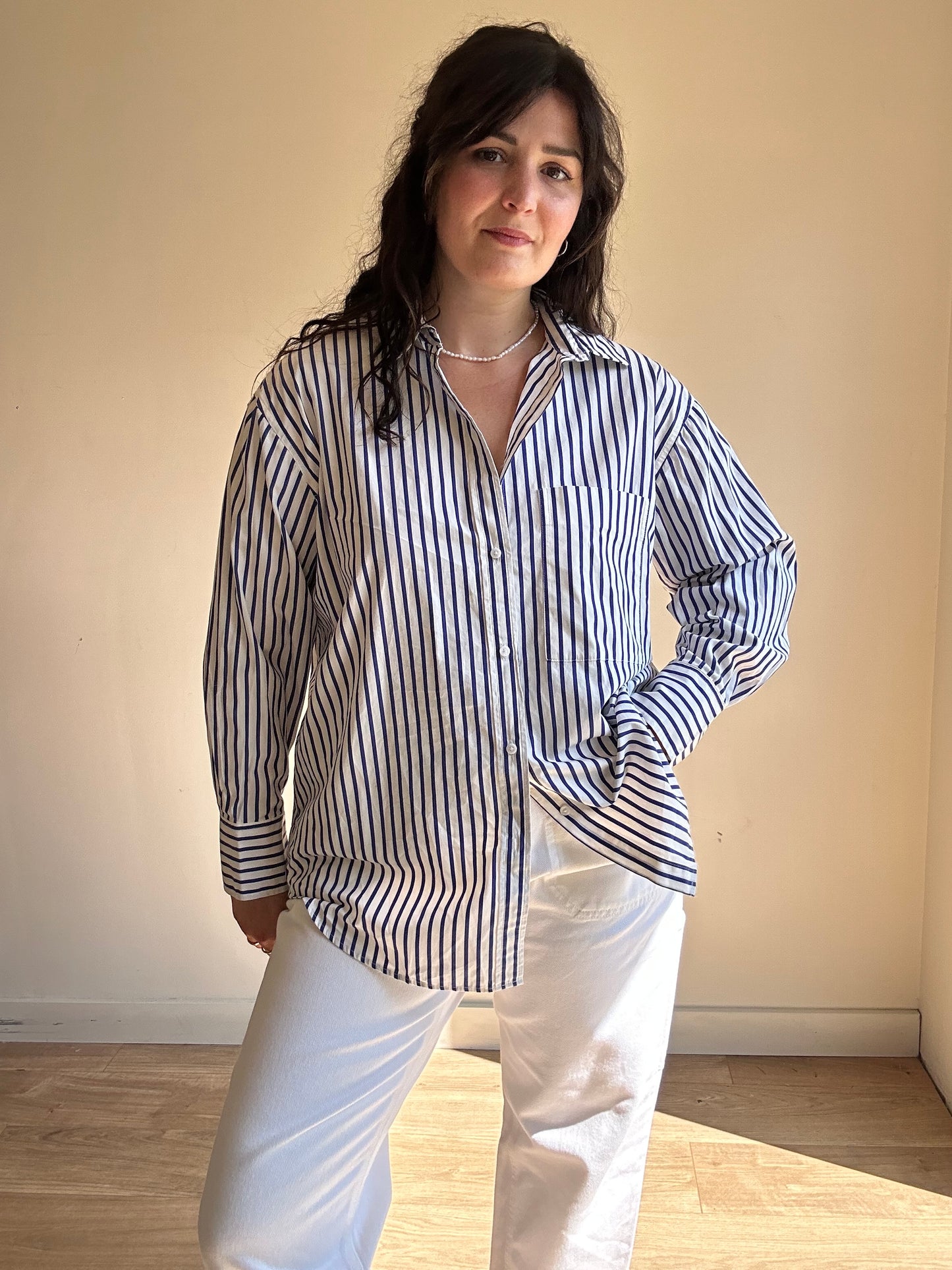 M&S Pure Cotton Stripe Shirt, 14