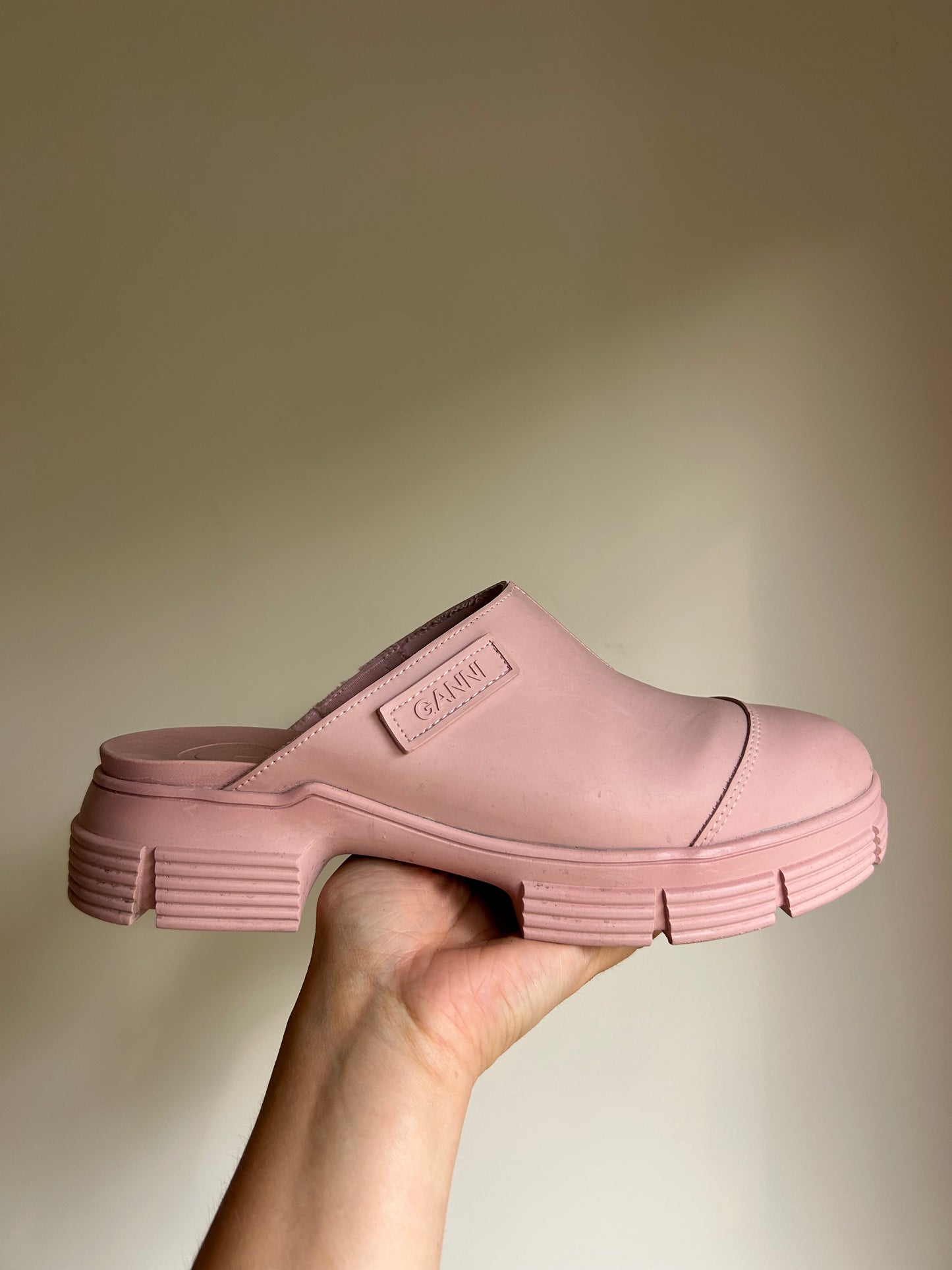 Pink Ganni Rubber City Mules, 39