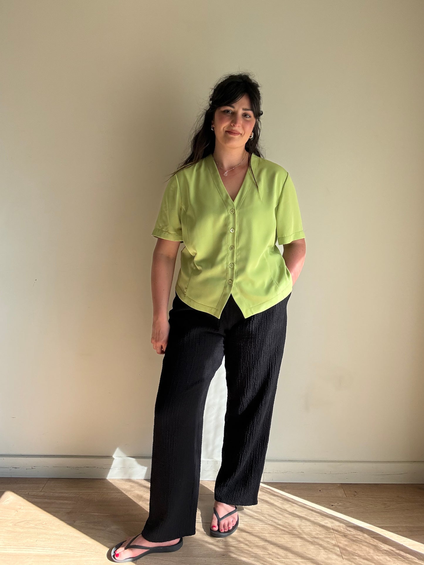 Vintage Button Up Blouse, XL