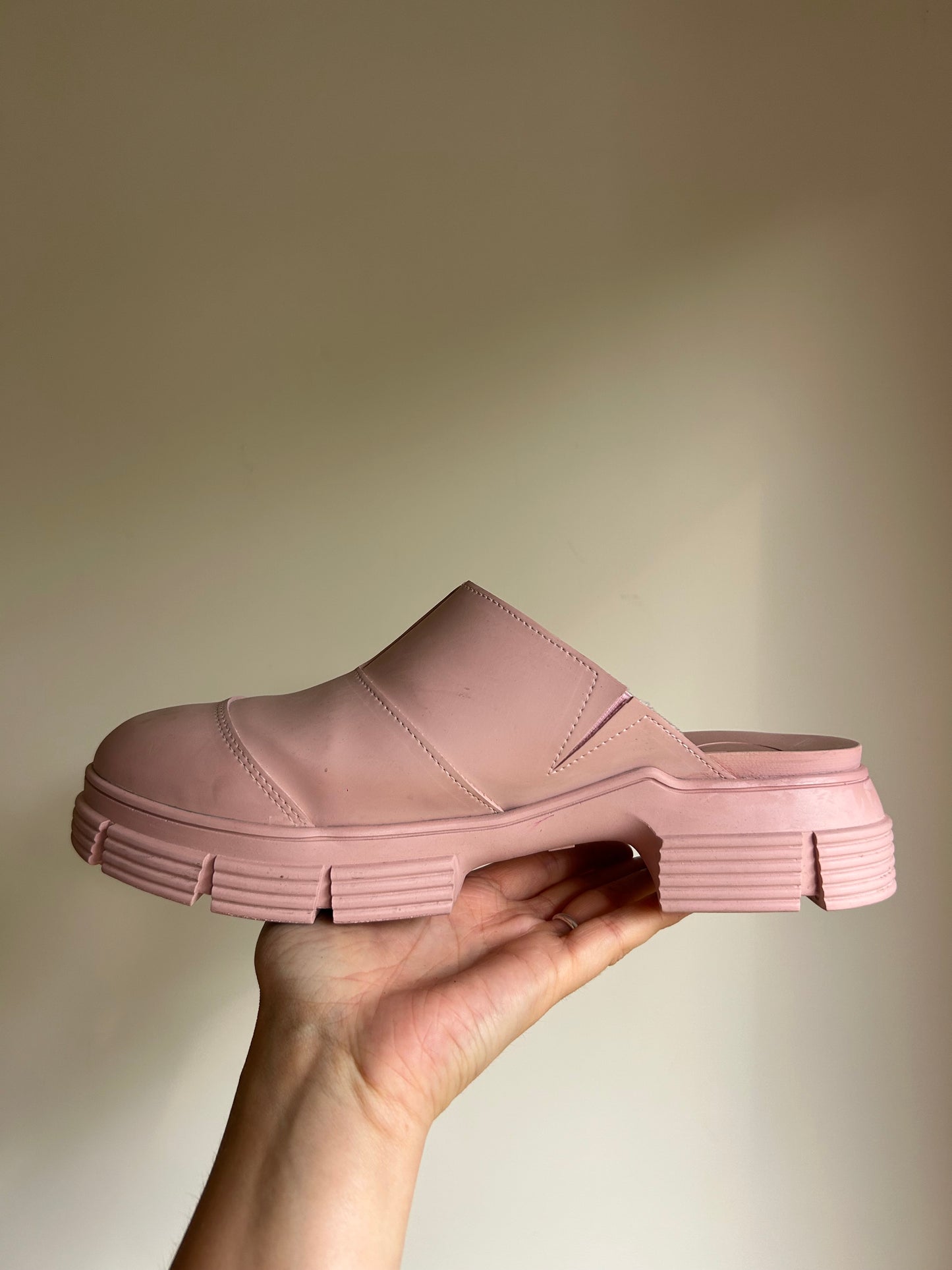 Pink Ganni Rubber City Mules, 39