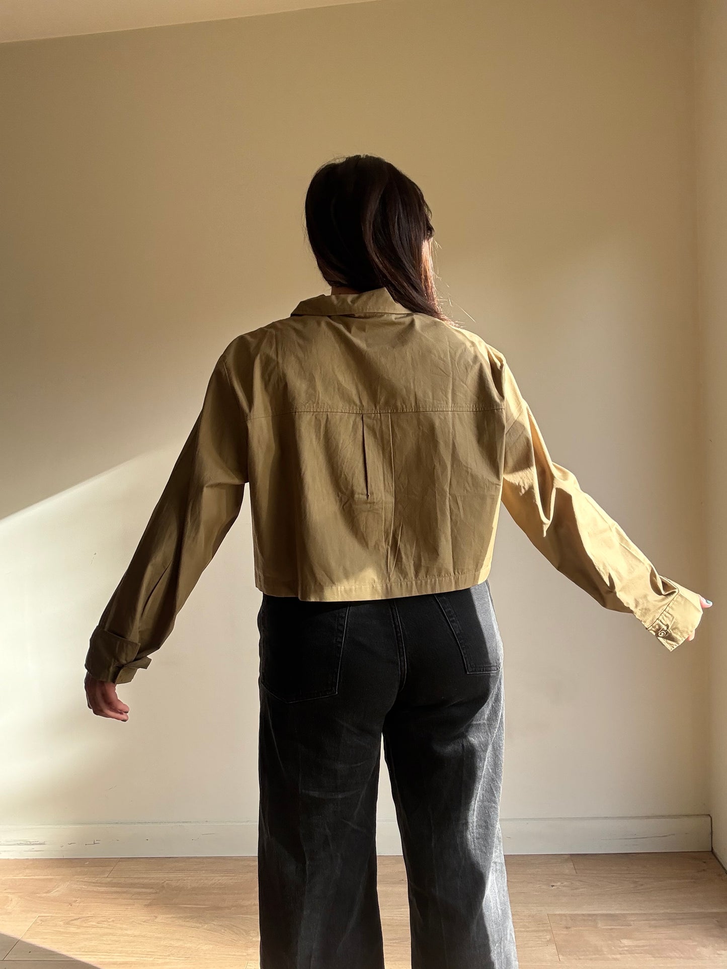 H&M Pure Cotton Cropped Shirt, L