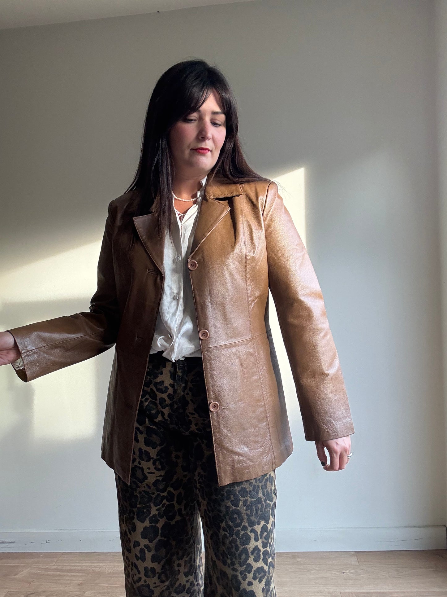 Vintage Genuine Leather Grained Jacket, S