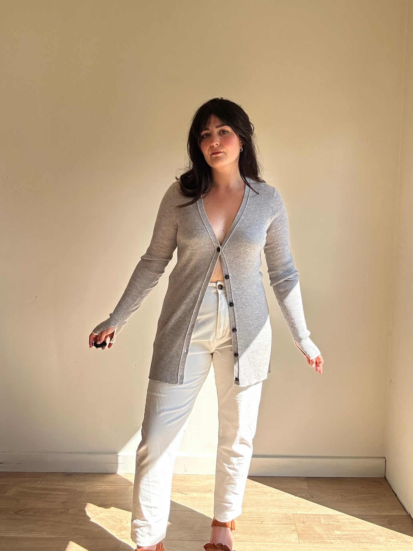 White Zara NEW Cotton Trousers, 44/XL