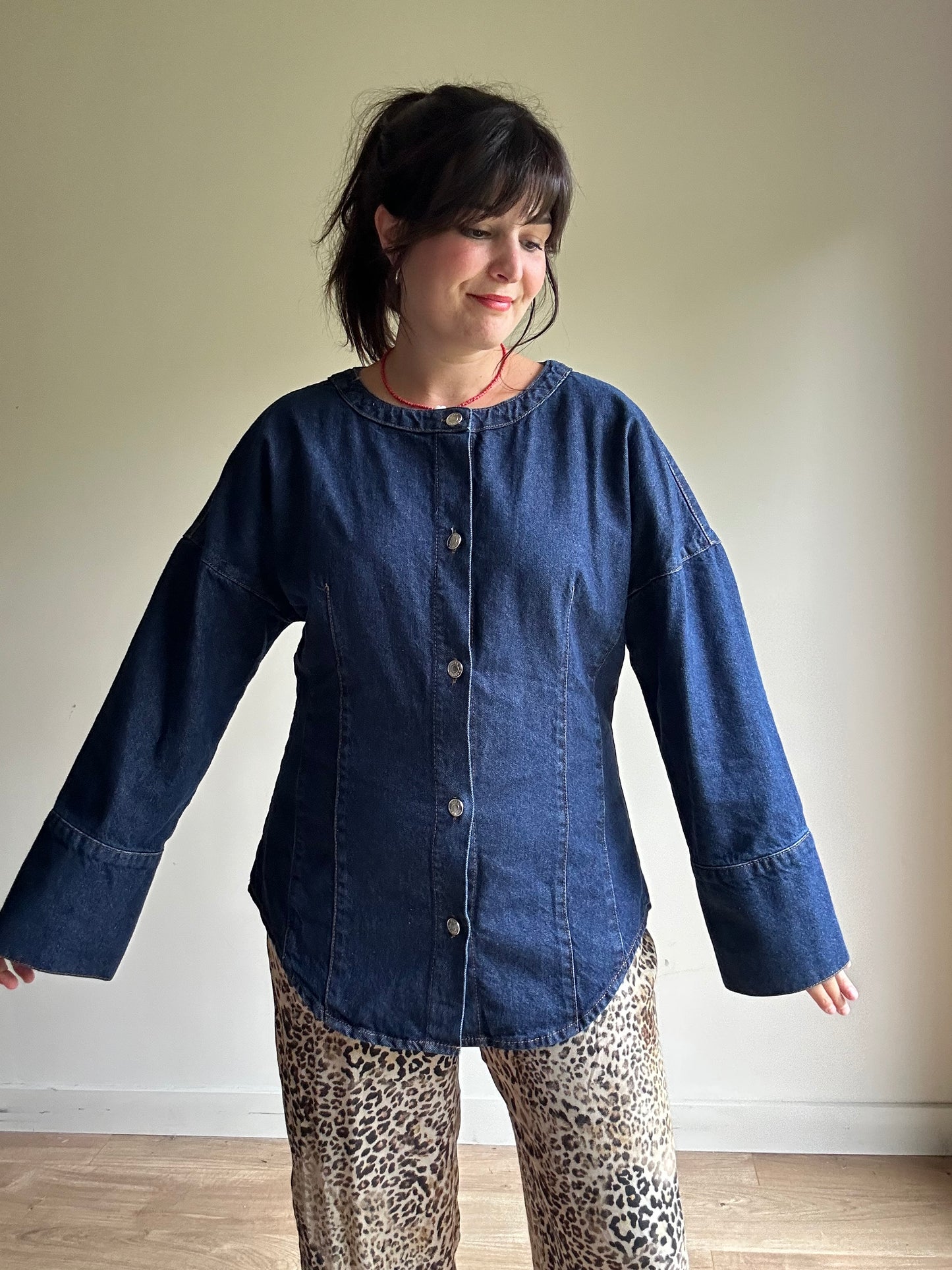 ASOS Design Cinched Denim Shirt Jacket, L-XL