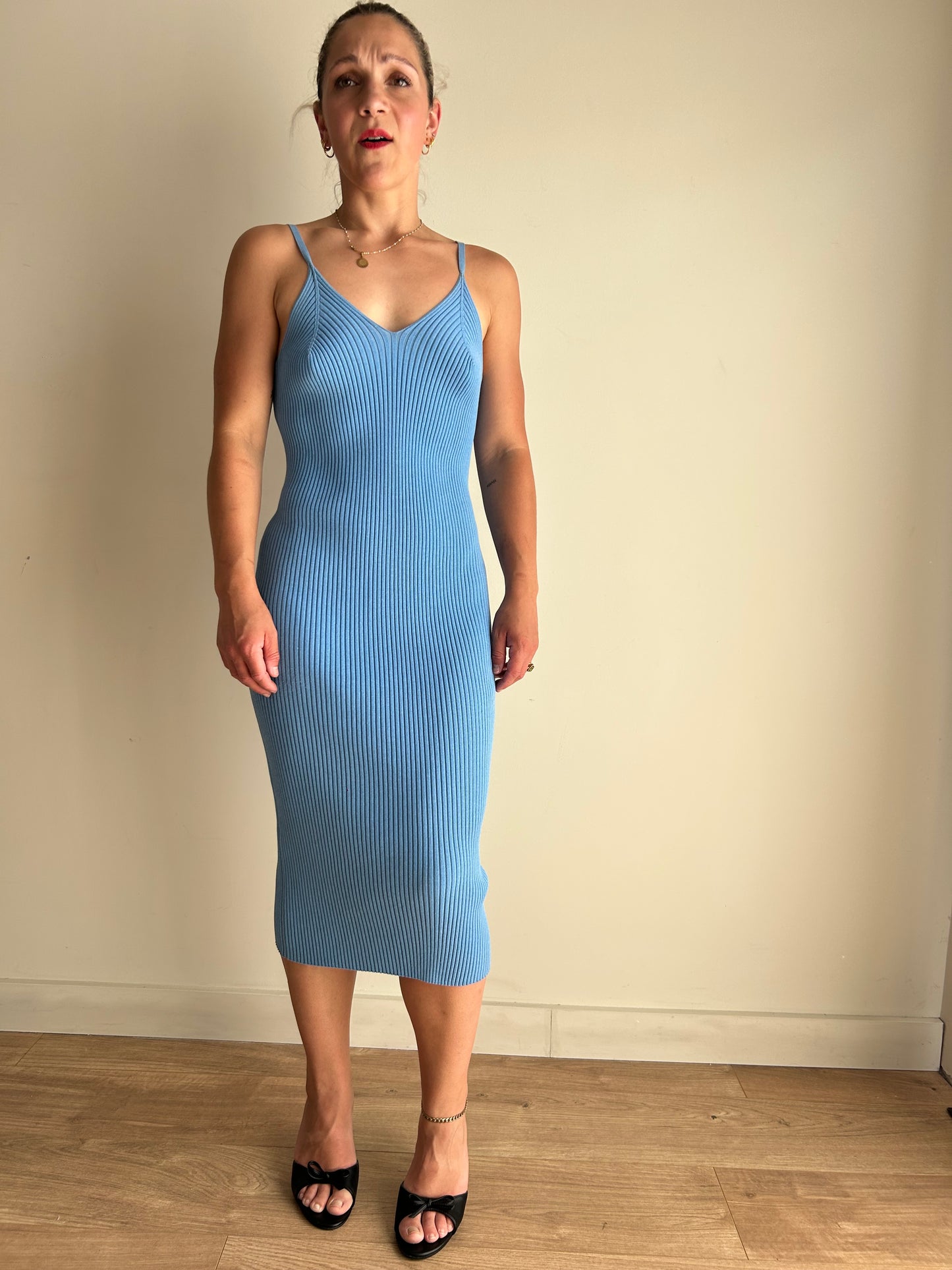 Arket Ribbed Stretchy Cami Dress, M