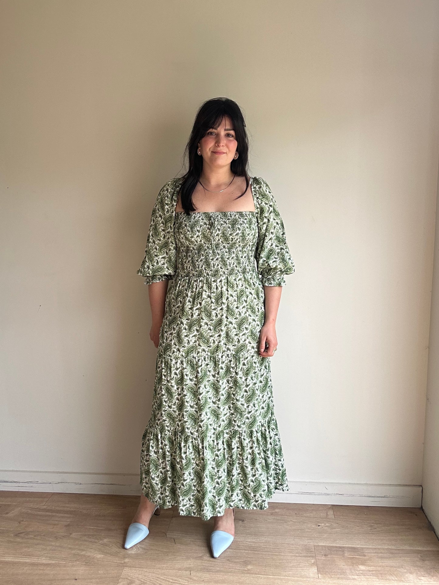 Faithfull The Brand Paisley Smocked Dress, M
