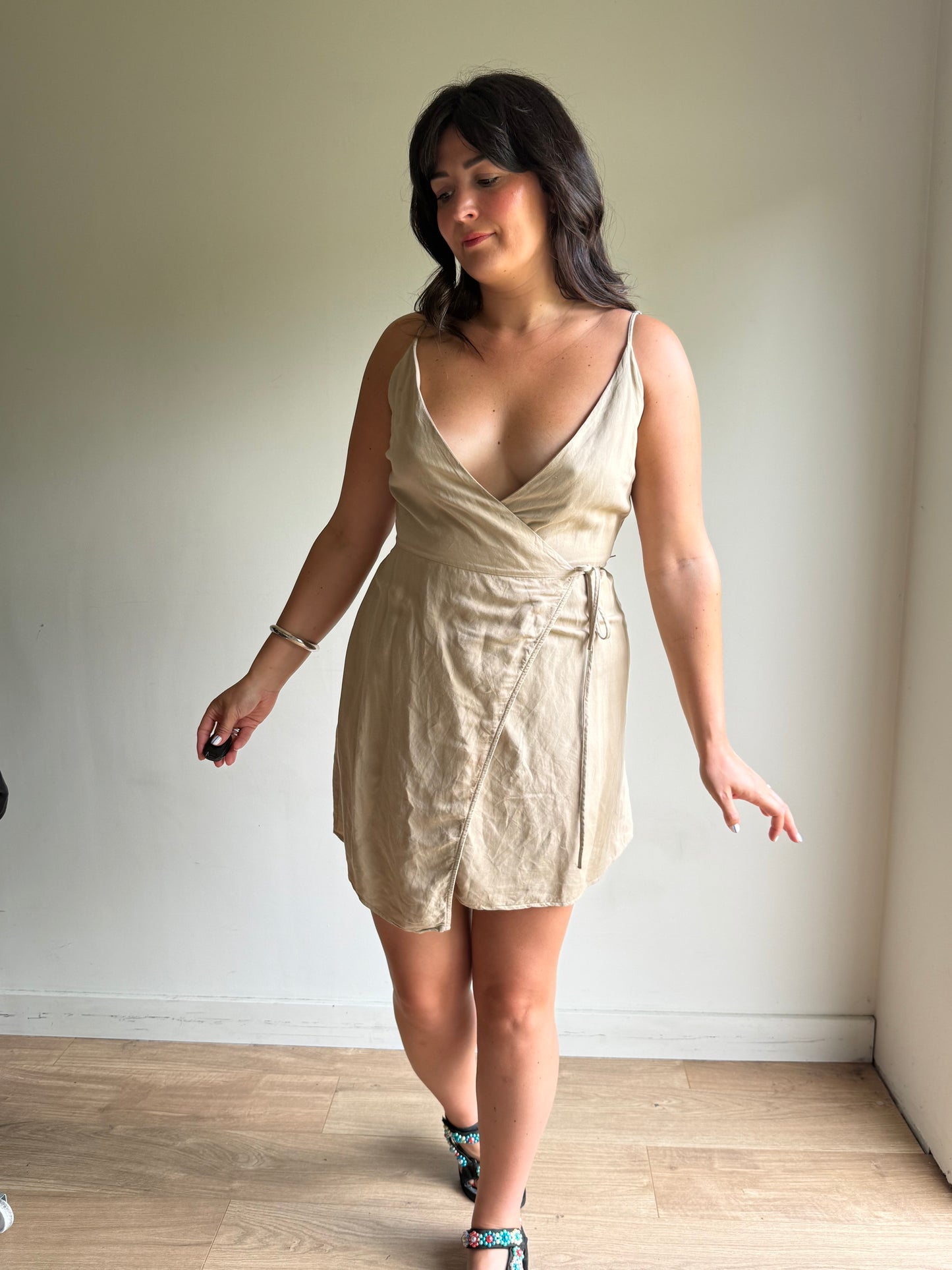 & Other Stories Linen Mix Wrap Dress, 10-12