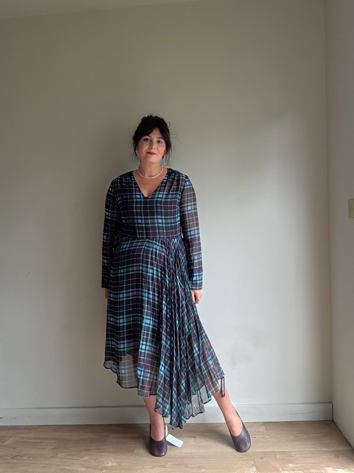 M&S NEW Plaid Midi Dress, 12