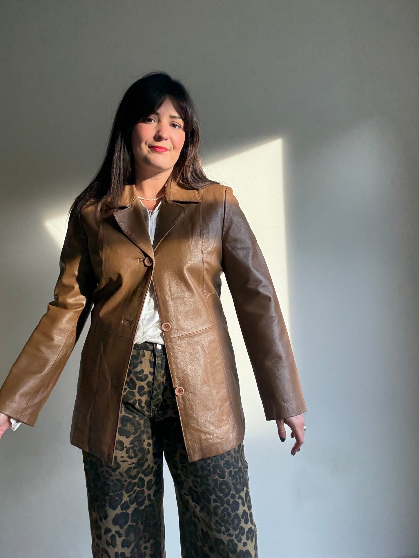 Vintage Genuine Leather Grained Jacket, S