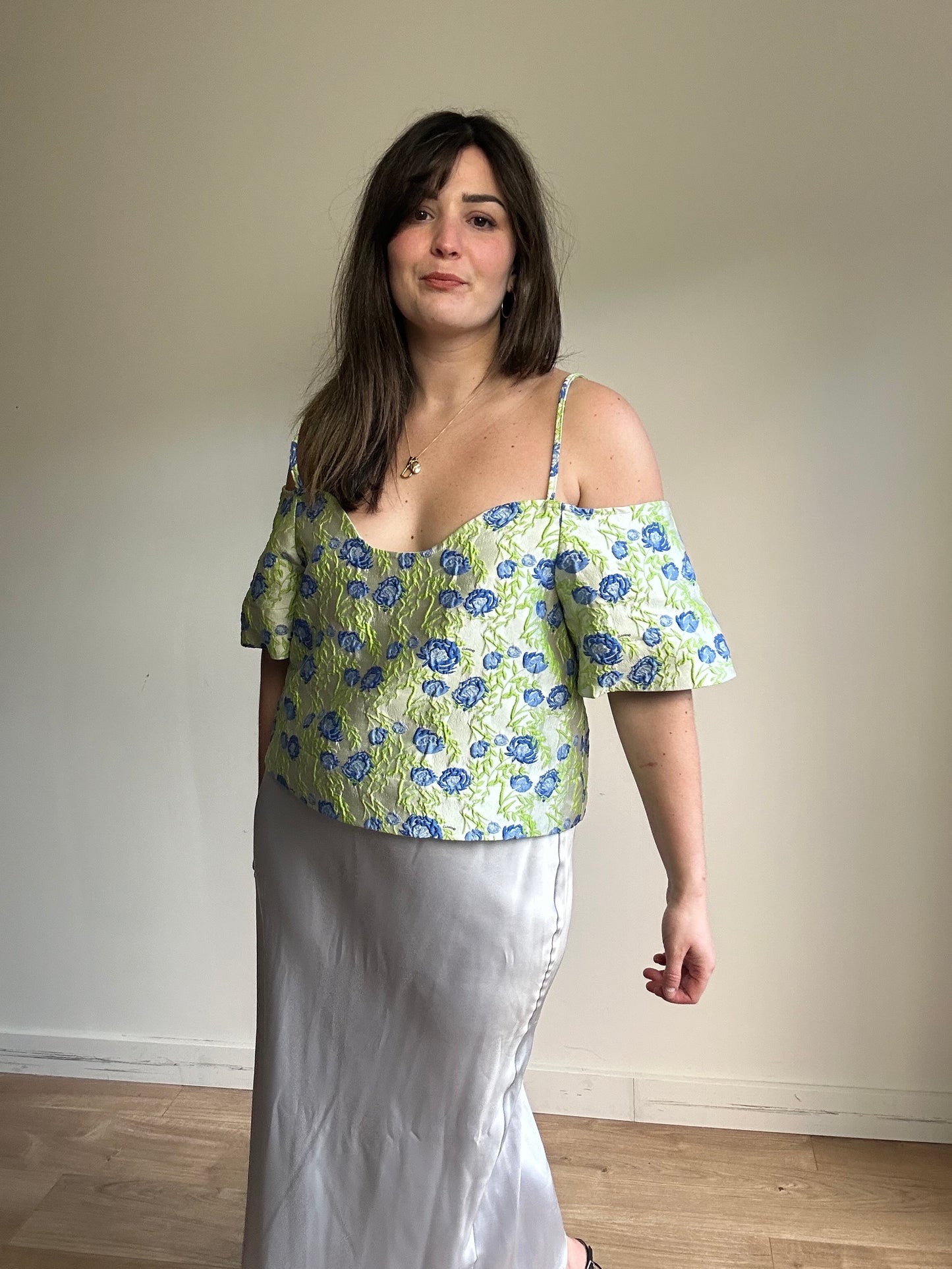 Ganni NEW Floral Jacquard Blouse, 42