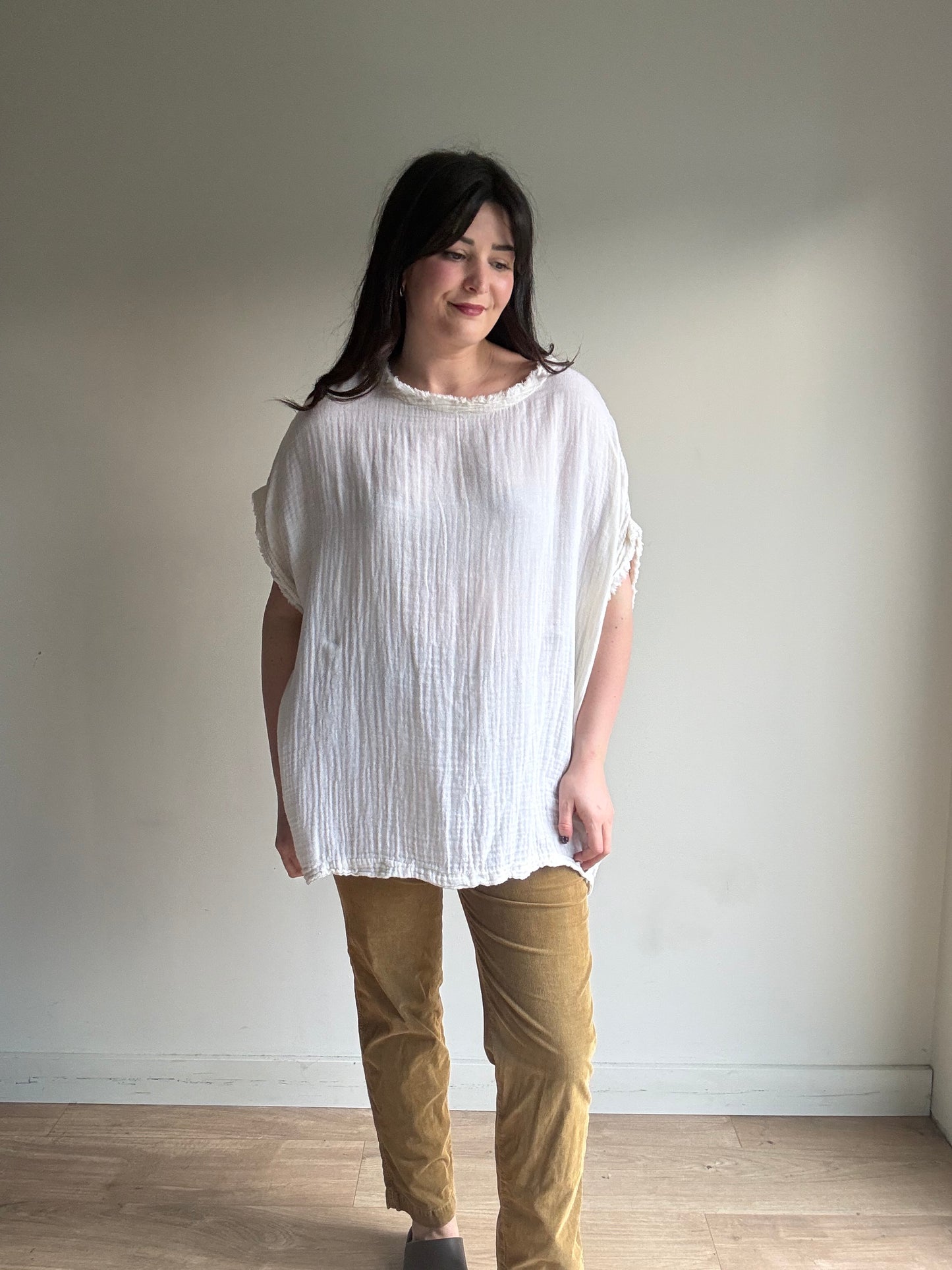 Black Crane Gauze Box Top, One Size