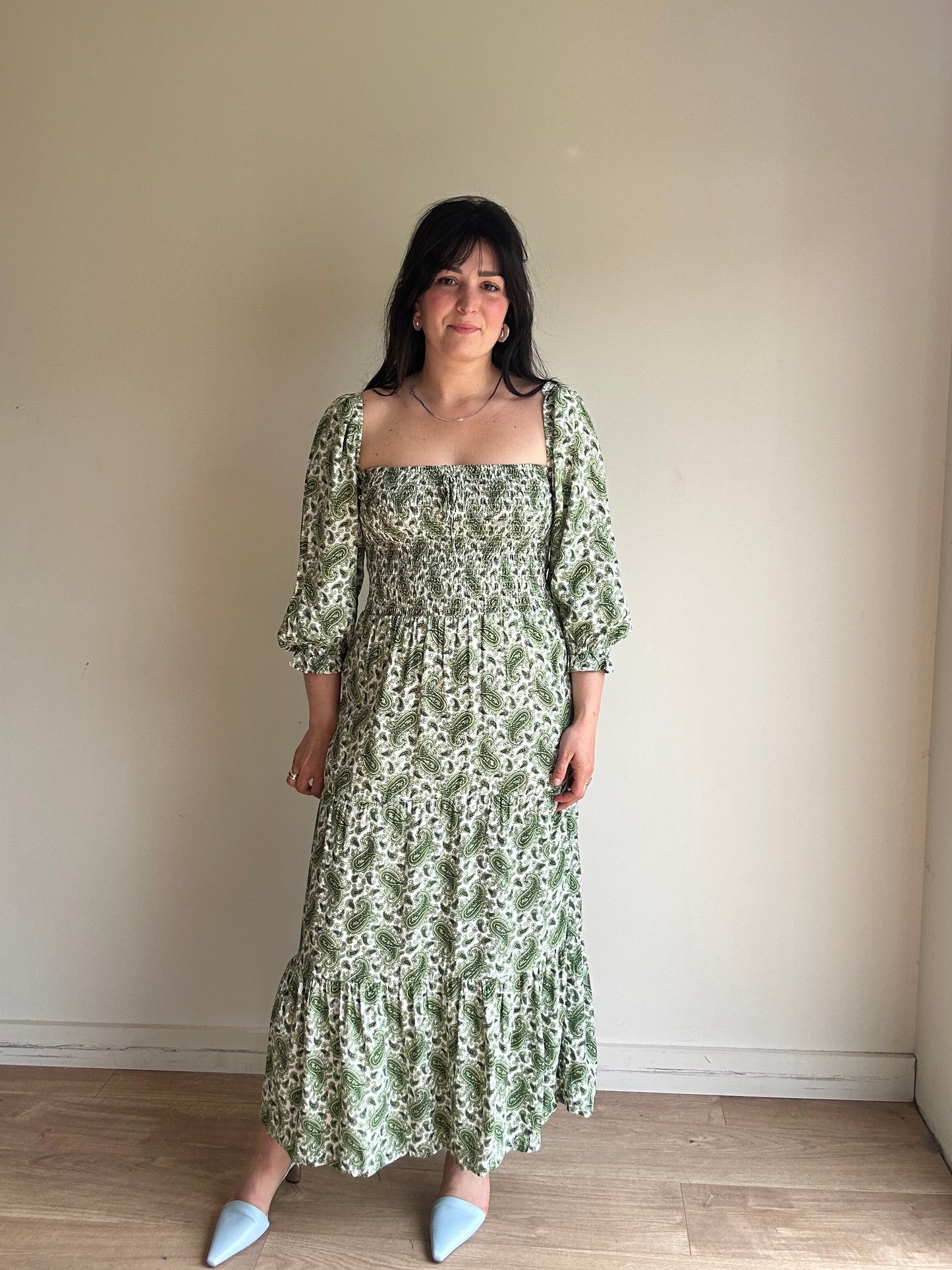 Faithfull The Brand Paisley Smocked Dress, M