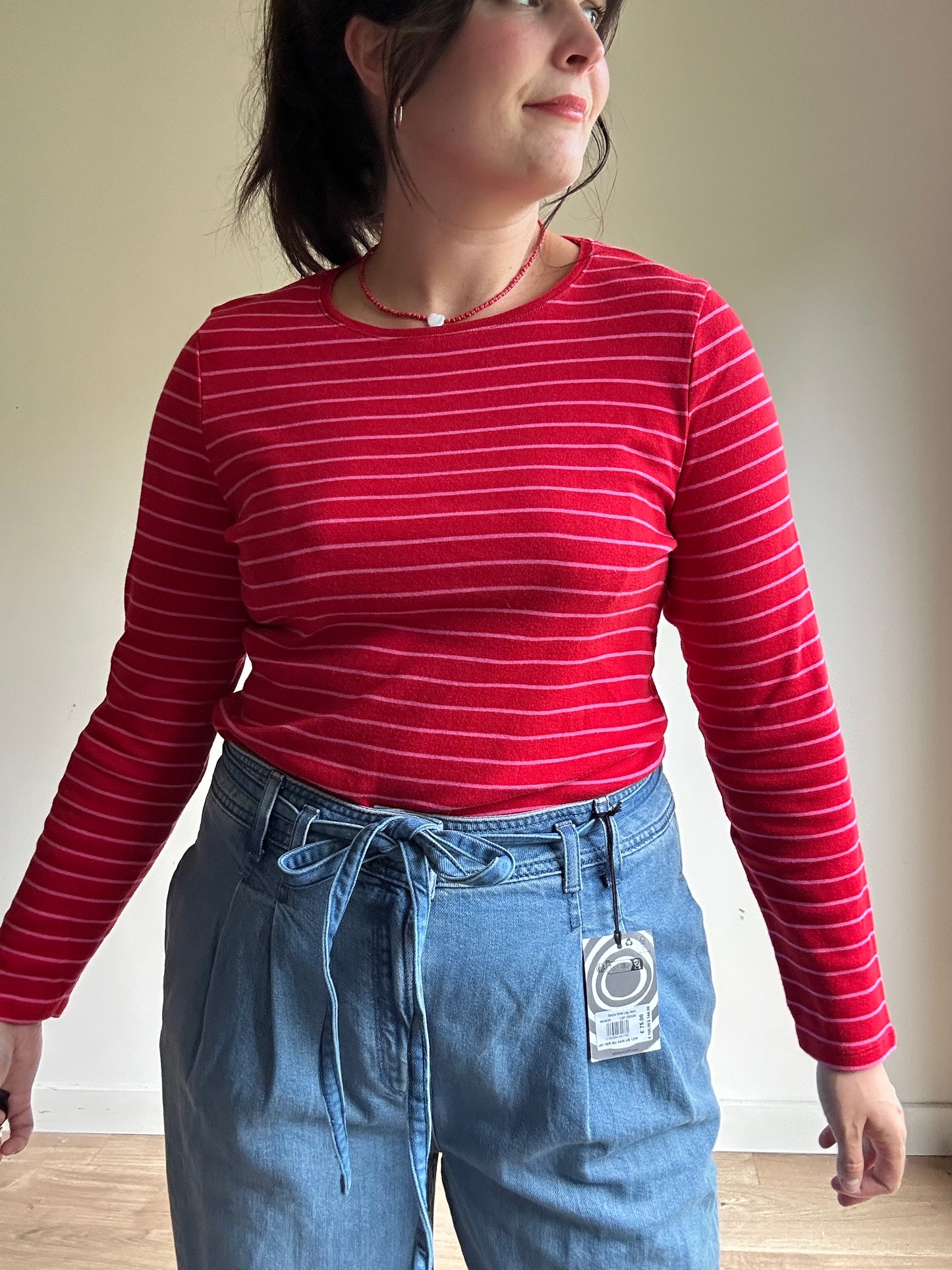 Red & Pink M&S Striped Cotton T-Shirt
