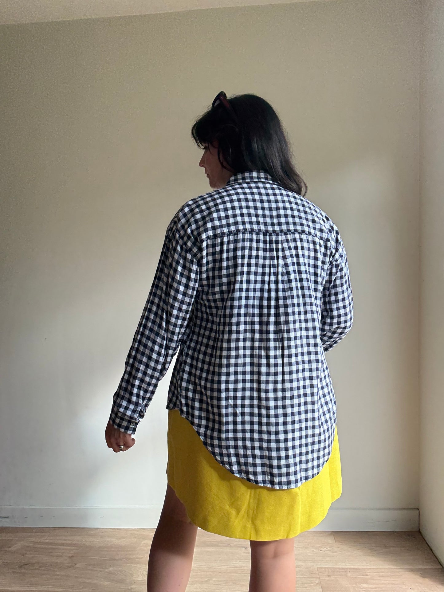 Navy Gingham Shirt, M/L