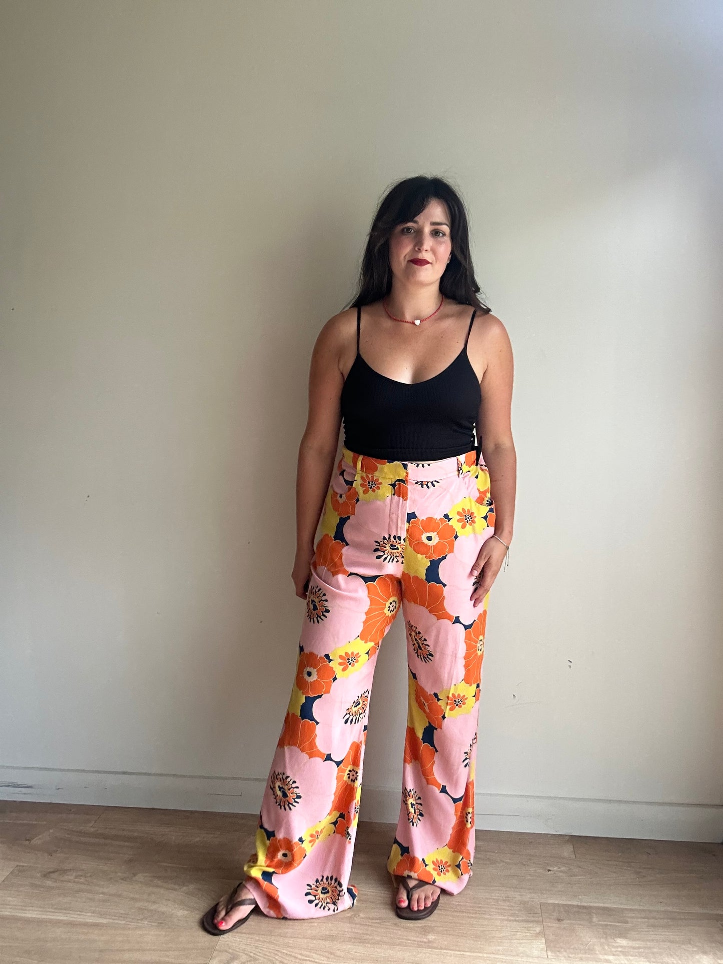 Zara Printed Wide Leg Trousers, XXL