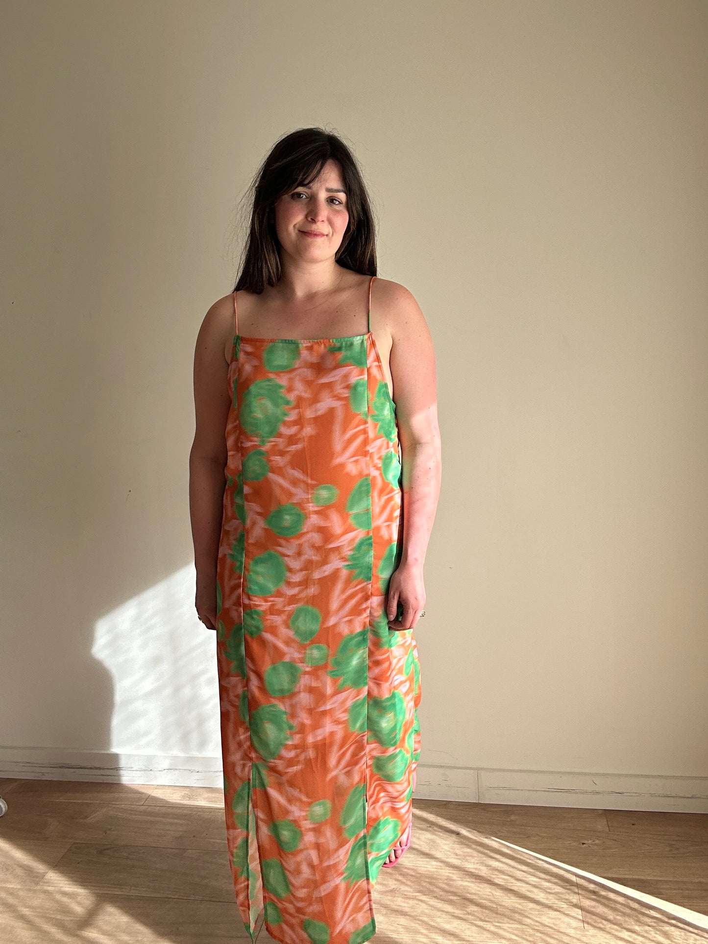 Ganni Crepe Printed Midi Dress, 42