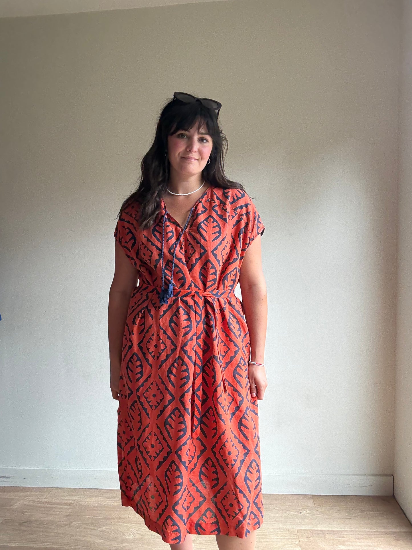 Toast Printed Linen Cotton Dress, M