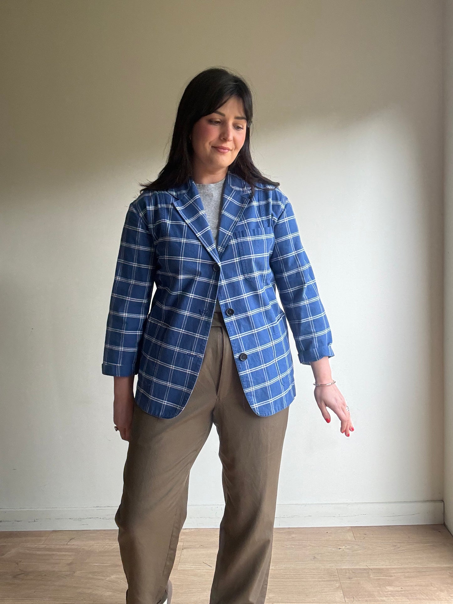 Caron Callahan Check Cotton Blazer, S