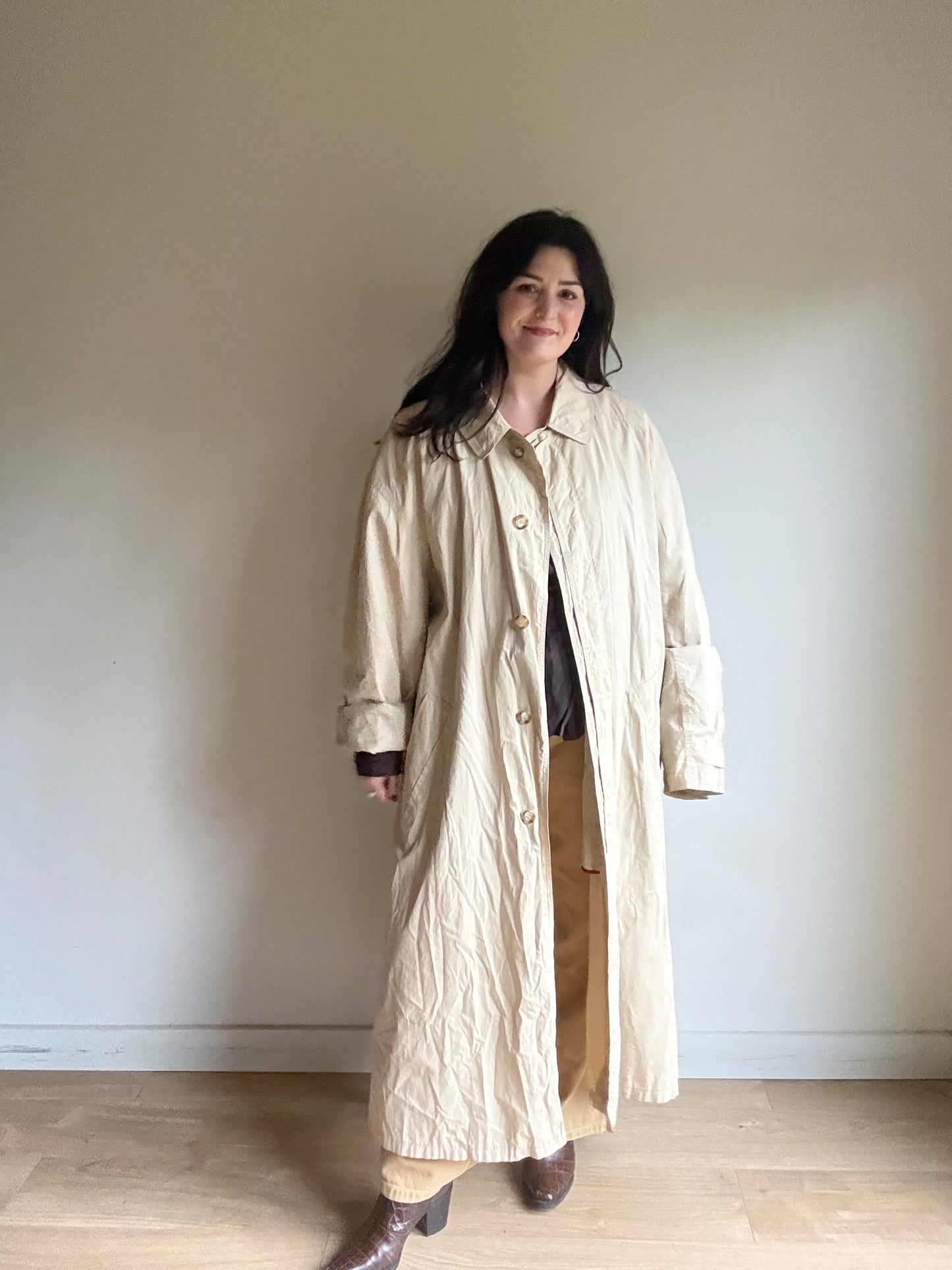 Vintage Oversized Cotton Trench Coat, XL - XXL