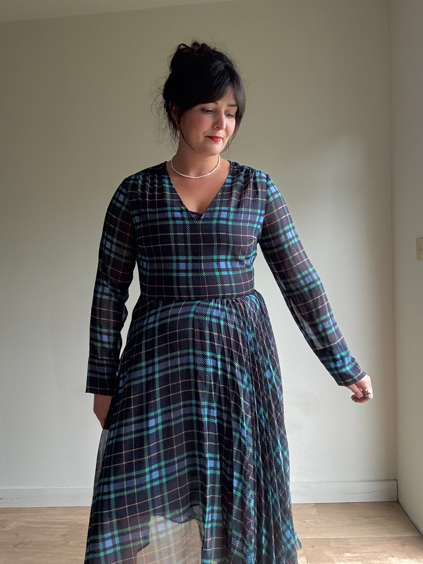 M&S NEW Plaid Midi Dress, 12
