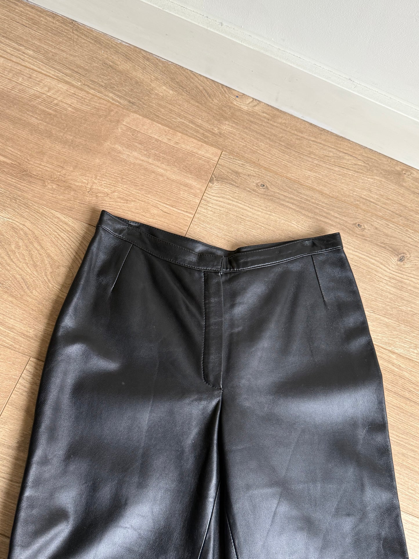 Marks & Spencer Vintage Leather Straight Leg Trousers, 10