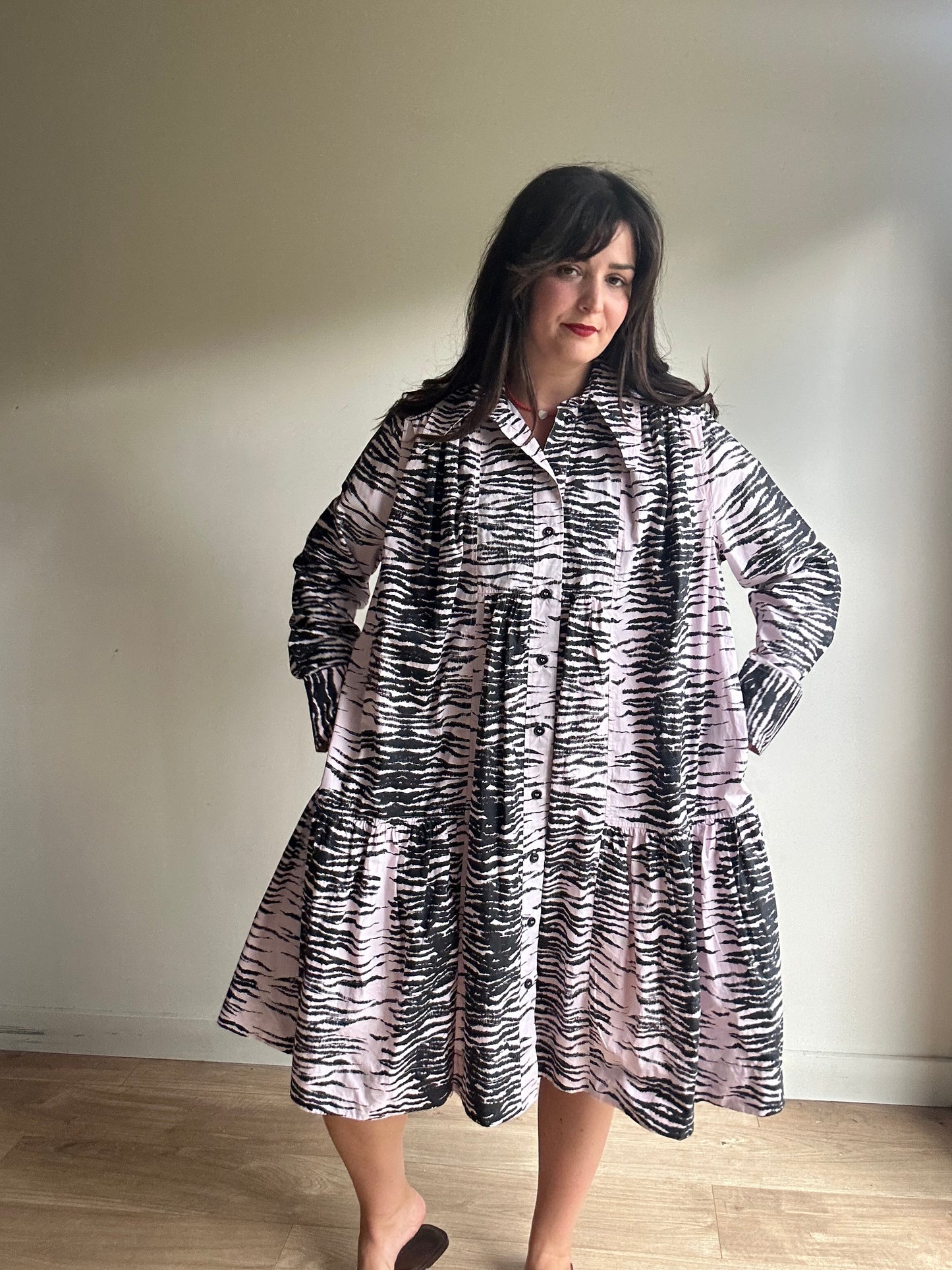 Ganni Tiger Print Cotton Dress, 38