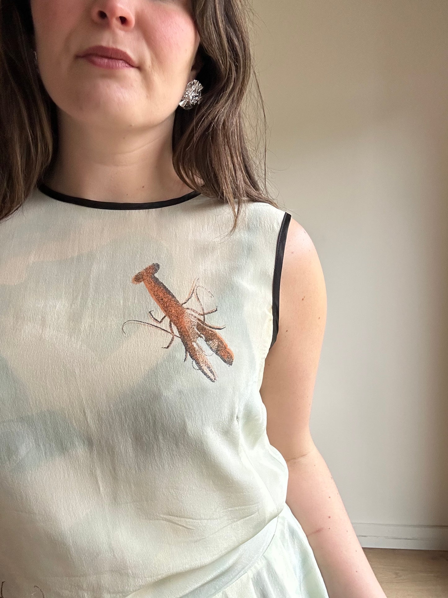 Antipodium Pure Silk Lobster Print Top, 12