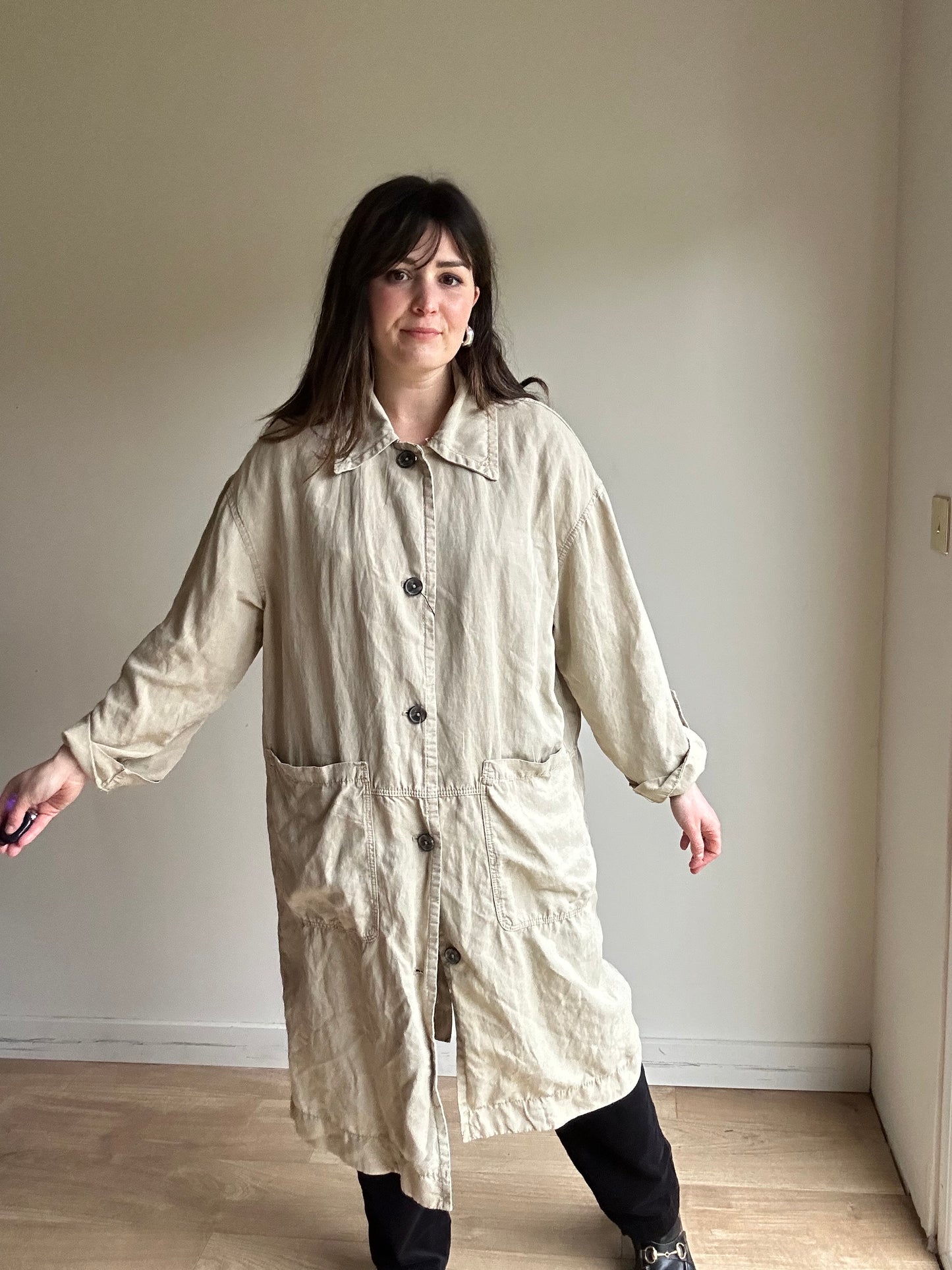 NEW Zara Linen Duster Coat - Sizs M/L