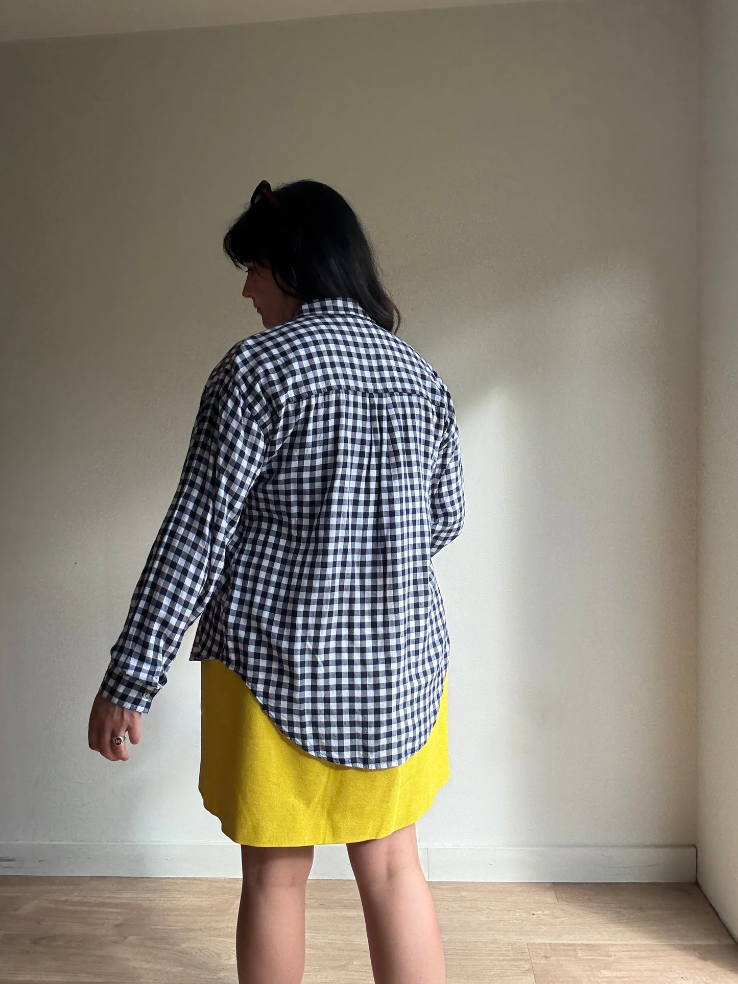 Navy Gingham Shirt, M/L