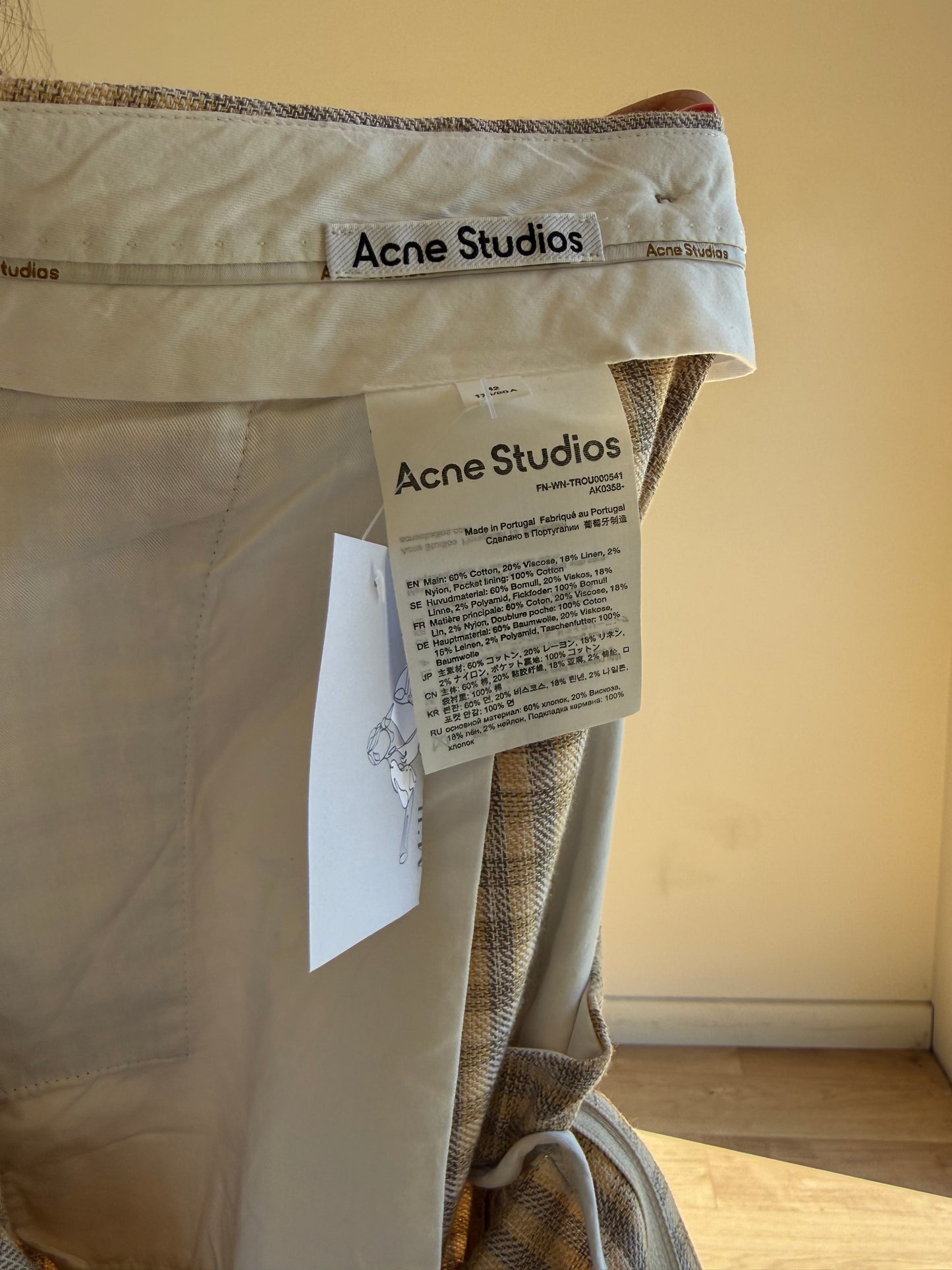 Acne Studios Check Summer Tailored Trousers, 14-16