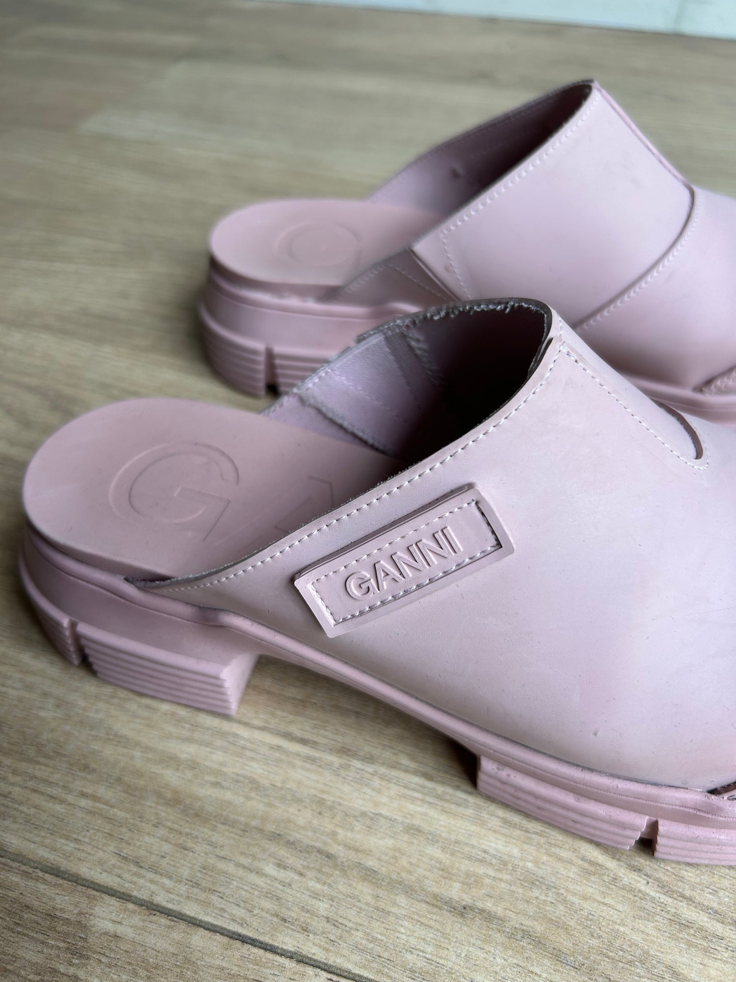 Pink Ganni Rubber City Mules, 39