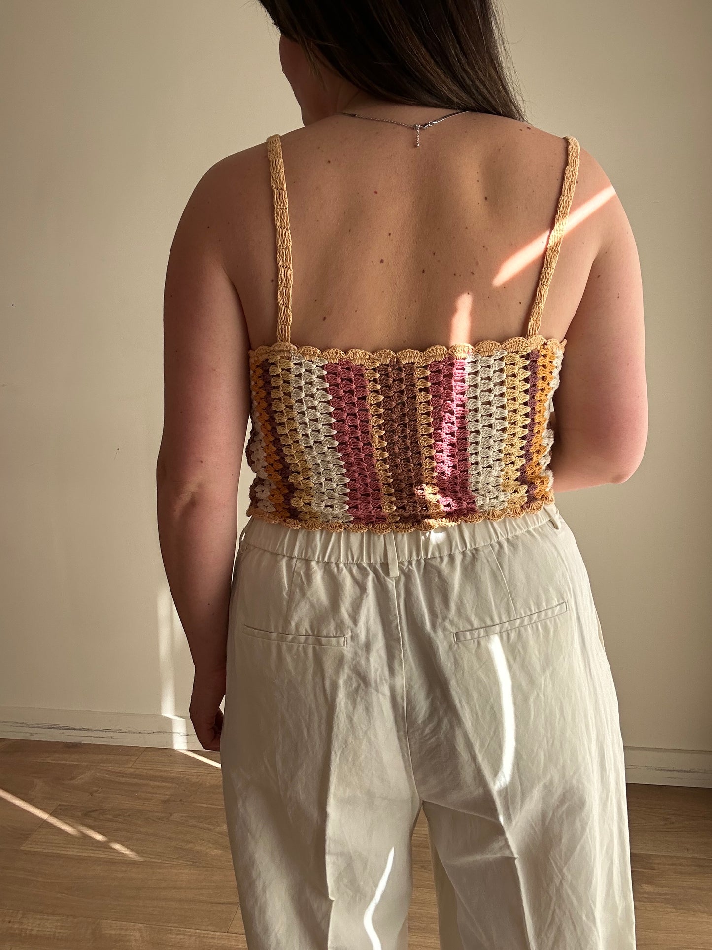 Stripe Zara Crochet Crop Top, M-L