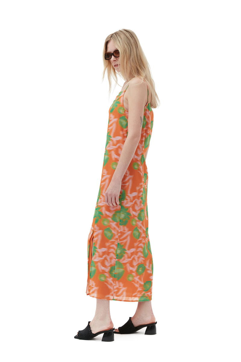 Ganni Crepe Printed Midi Dress, 42