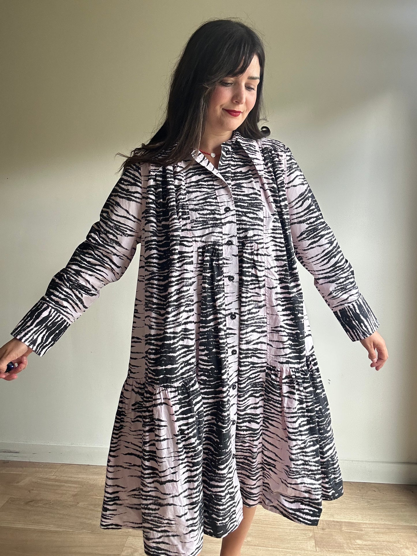 Ganni Tiger Print Cotton Dress, 38