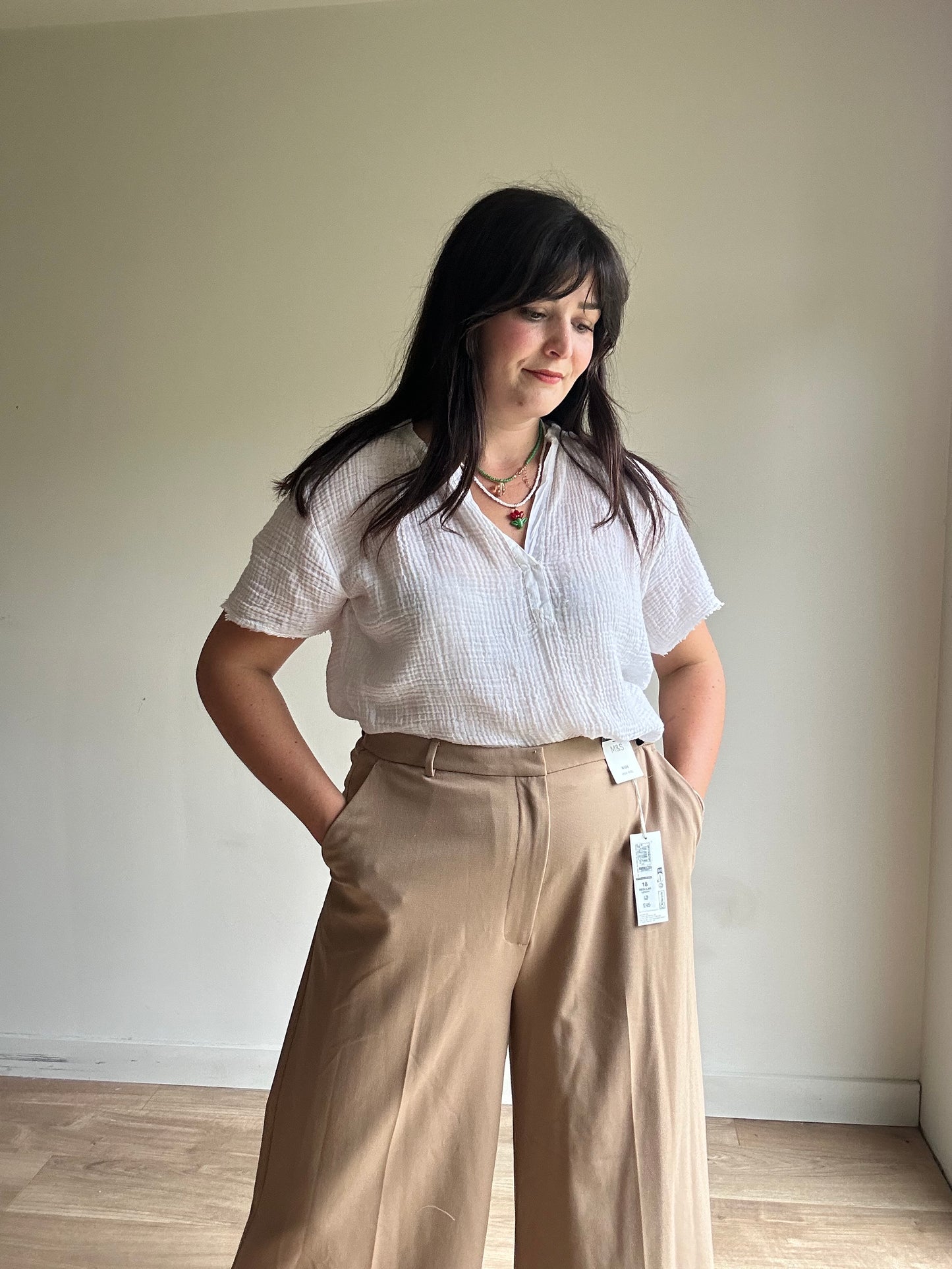 M&S NEW Wide High Rise Trousers, 18