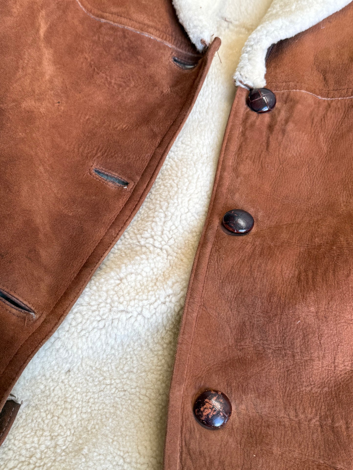 Vintage Sheepskin Shearling Coat, L/XL
