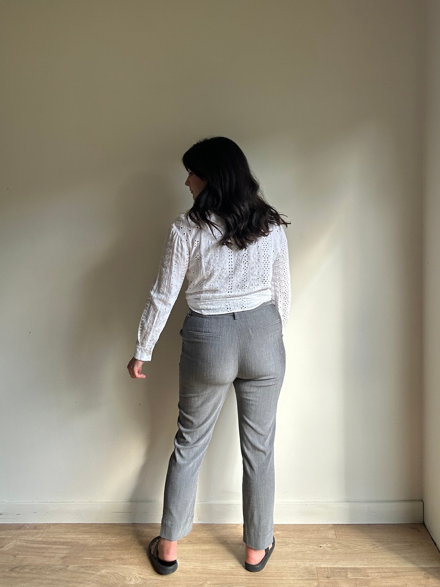 Ganni Grey Slim Tailored Trousers, UK 12-14