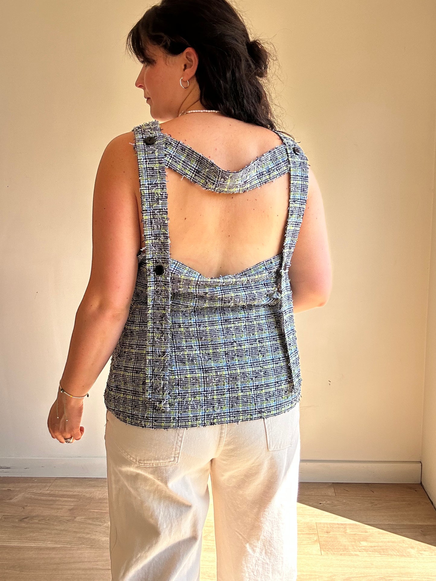 Stine Goya Textured Check Waistcoat Top, XL