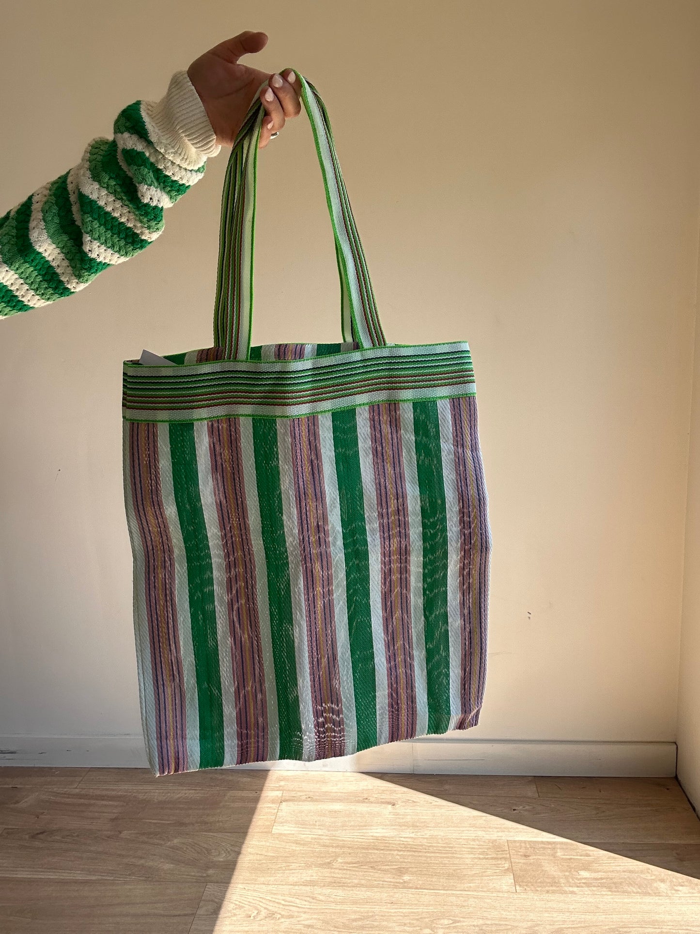 Plastic Woven Shopper Tote Bag, One Size
