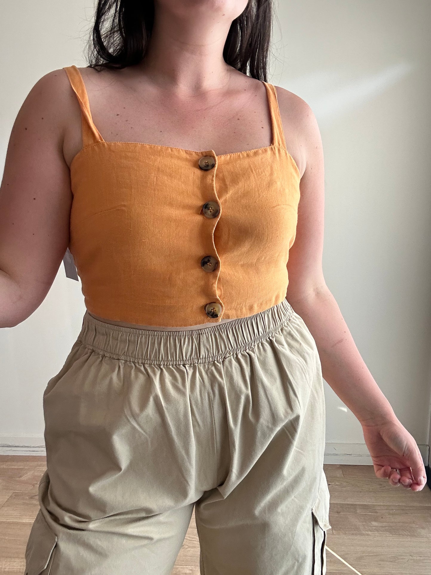 Bershka Linen Cropped Top, M