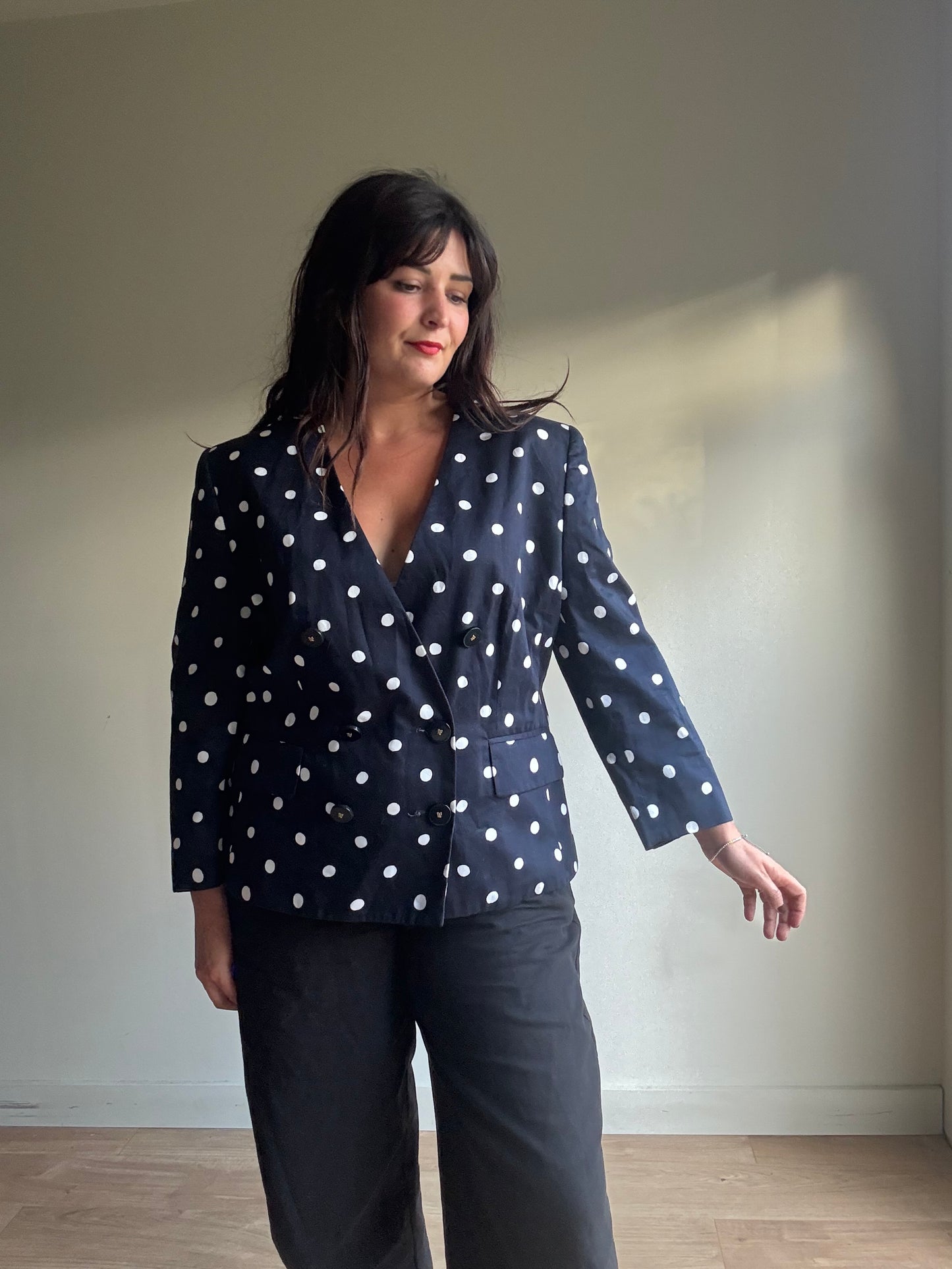 Louis Féraud Vintage French Polka Dot Blazer, XL